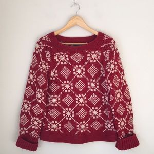 American Eagle Outfitters Red Fair Isle Sweater